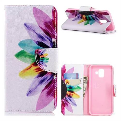 Seven-color Flowers Leather Wallet Case for Samsung Galaxy A6 (2018)