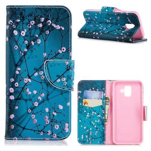 Blue Plum Leather Wallet Case for Samsung Galaxy A6 (2018)