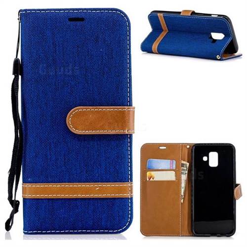Jeans Cowboy Denim Leather Wallet Case for Samsung Galaxy A6 (2018) - Sapphire