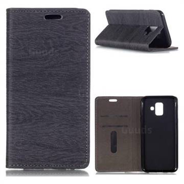 Tree Bark Pattern Automatic suction Leather Wallet Case for Samsung Galaxy A6 (2018) - Gray