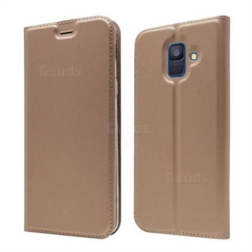Ultra Slim Card Magnetic Automatic Suction Leather Wallet Case for Samsung Galaxy A6 (2018) - Rose Gold