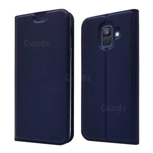 Ultra Slim Card Magnetic Automatic Suction Leather Wallet Case for Samsung Galaxy A6 (2018) - Royal Blue