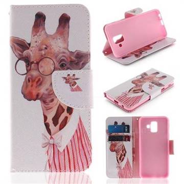 Pink Giraffe PU Leather Wallet Case for Samsung Galaxy A6 (2018)