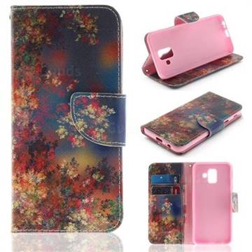 Colored Flowers PU Leather Wallet Case for Samsung Galaxy A6 (2018)