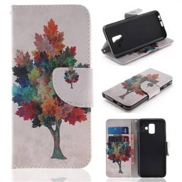 Colored Tree PU Leather Wallet Case for Samsung Galaxy A6 (2018)