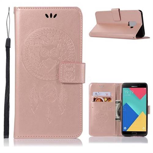 Intricate Embossing Owl Campanula Leather Wallet Case for Samsung Galaxy A6 (2018) - Rose Gold