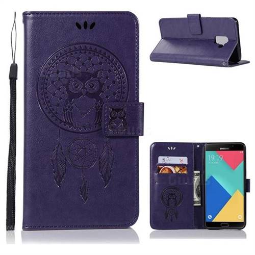 Intricate Embossing Owl Campanula Leather Wallet Case for Samsung Galaxy A6 (2018) - Purple