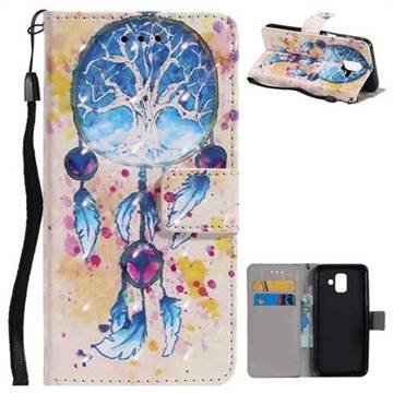 Blue Dream Catcher 3D Painted Leather Wallet Case for Samsung Galaxy A6 (2018)