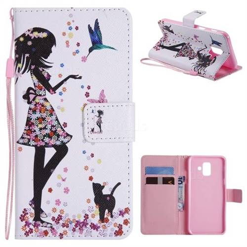 Petals and Cats PU Leather Wallet Case for Samsung Galaxy A6 (2018)
