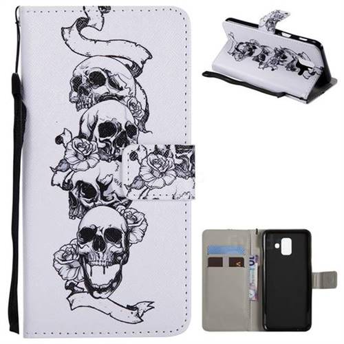 Skull Head PU Leather Wallet Case for Samsung Galaxy A6 (2018)