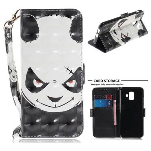 Angry Bear 3D Painted Leather Wallet Phone Case for Samsung Galaxy A6 (2018)