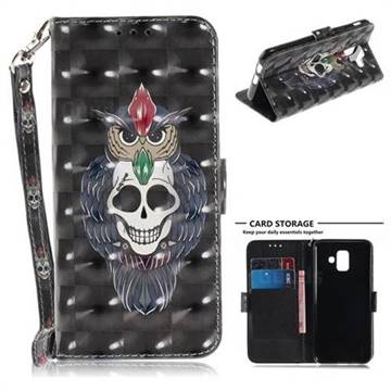 Skull Cat 3D Painted Leather Wallet Phone Case for Samsung Galaxy A6 (2018)