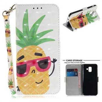 Pineapple Glasses 3D Painted Leather Wallet Phone Case for Samsung Galaxy A6 (2018)