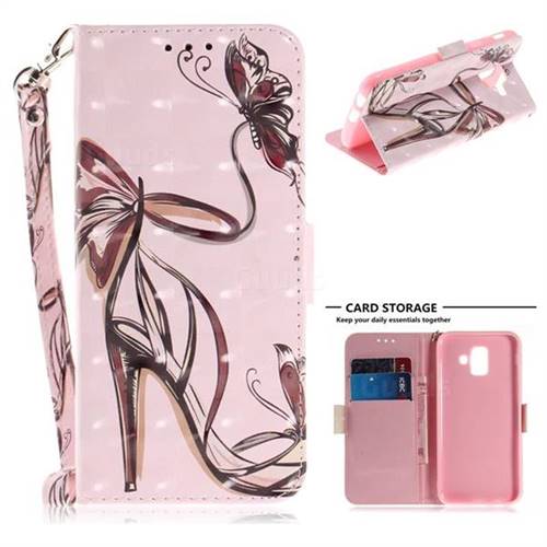 Butterfly High Heels 3D Painted Leather Wallet Phone Case for Samsung Galaxy A6 (2018)