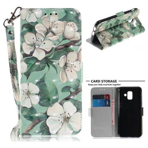 Watercolor Flower 3D Painted Leather Wallet Phone Case for Samsung Galaxy A6 (2018)