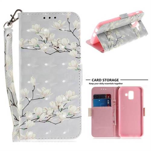 Magnolia Flower 3D Painted Leather Wallet Phone Case for Samsung Galaxy A6 (2018)