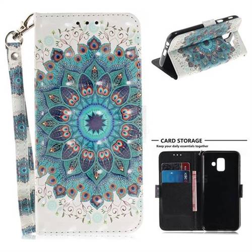Peacock Mandala 3D Painted Leather Wallet Phone Case for Samsung Galaxy A6 (2018)