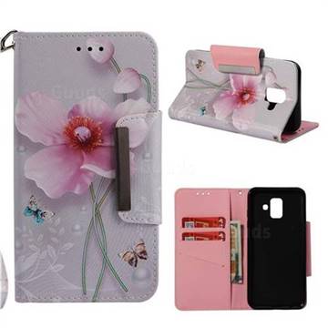 Pearl Flower Big Metal Buckle PU Leather Wallet Phone Case for Samsung Galaxy A6 (2018)