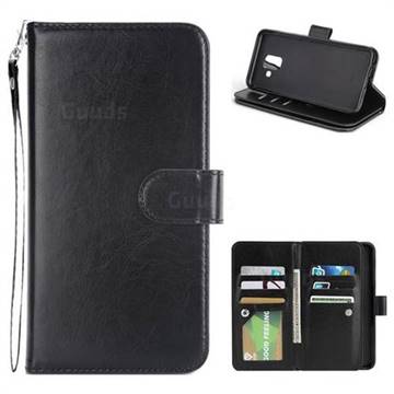 9 Card Photo Frame Smooth PU Leather Wallet Phone Case for Samsung Galaxy A6 (2018) - Black