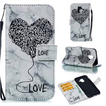 Marble Heart PU Leather Wallet Phone Case for Samsung Galaxy A6 (2018) - Black