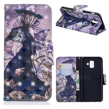 Purple Peacock 3D Painted Leather Wallet Phone Case for Samsung Galaxy A6 (2018)