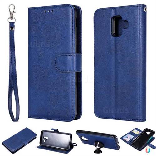 Retro Greek Detachable Magnetic PU Leather Wallet Phone Case for Samsung Galaxy A6 (2018) - Blue