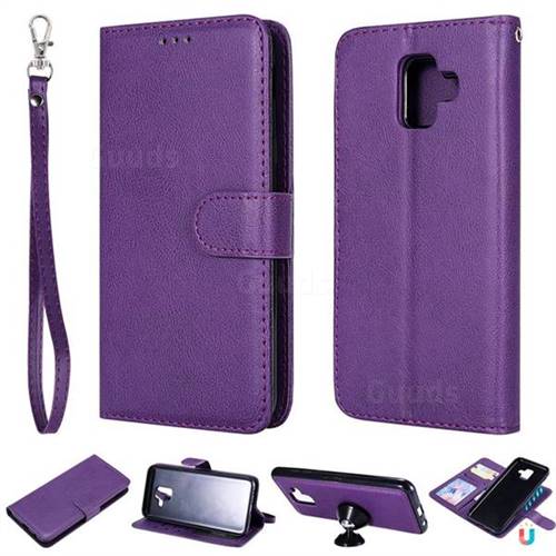 Retro Greek Detachable Magnetic PU Leather Wallet Phone Case for Samsung Galaxy A6 (2018) - Purple