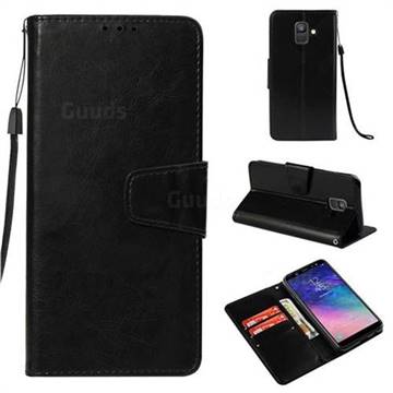 Retro Phantom Smooth PU Leather Wallet Holster Case for Samsung Galaxy A6 (2018) - Black