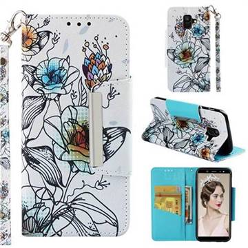 Fotus Flower Big Metal Buckle PU Leather Wallet Phone Case for Samsung Galaxy A6 (2018)