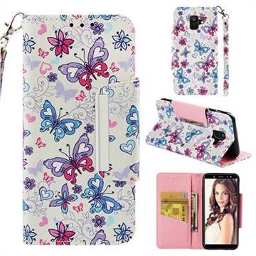 Colored Butterfly Big Metal Buckle PU Leather Wallet Phone Case for Samsung Galaxy A6 (2018)