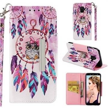 Owl Wind Chimes Big Metal Buckle PU Leather Wallet Phone Case for Samsung Galaxy A6 (2018)