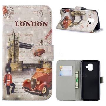 Retro London 3D Painted Leather Phone Wallet Case for Samsung Galaxy A6 (2018)