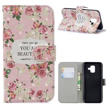 Butterfly Flower 3D Painted Leather Phone Wallet Case for Samsung Galaxy A6 (2018)