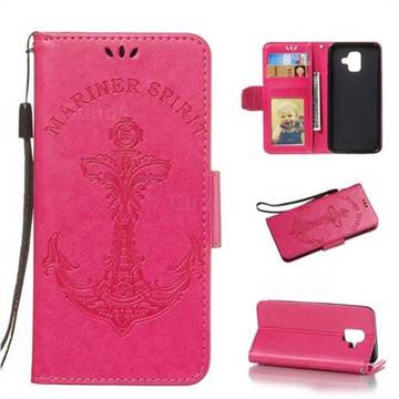 Embossing Mermaid Mariner Spirit Leather Wallet Case for Samsung Galaxy A6 (2018) - Rose
