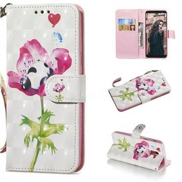 Flower Panda 3D Painted Leather Wallet Phone Case for Samsung Galaxy A6 (2018)