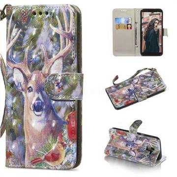Elk Deer 3D Painted Leather Wallet Phone Case for Samsung Galaxy A6 (2018)