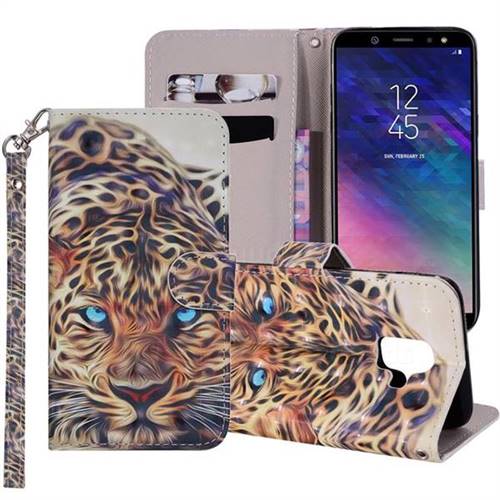 Leopard 3D Painted Leather Phone Wallet Case Cover for Samsung Galaxy A6 (2018)