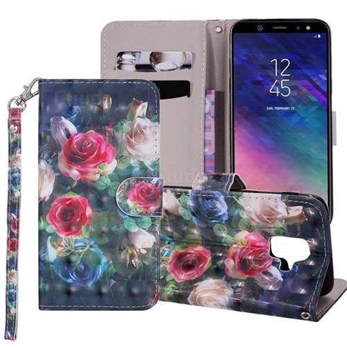 Rose Flower 3D Painted Leather Phone Wallet Case Cover for Samsung Galaxy A6 (2018)