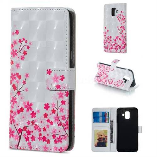 Cherry Blossom 3D Painted Leather Phone Wallet Case for Samsung Galaxy A6 (2018)