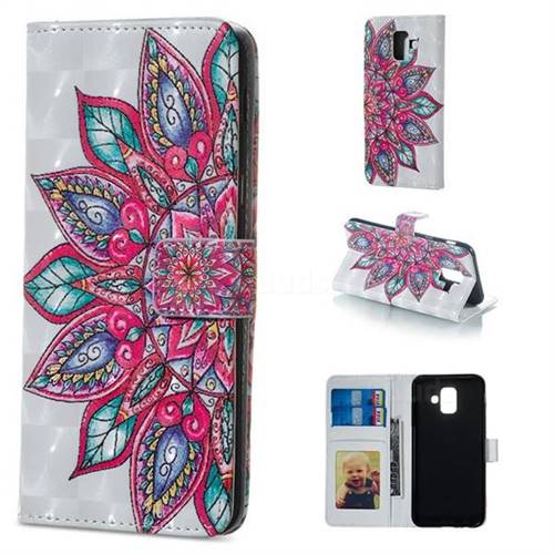 Mandara Flower 3D Painted Leather Phone Wallet Case for Samsung Galaxy A6 (2018)