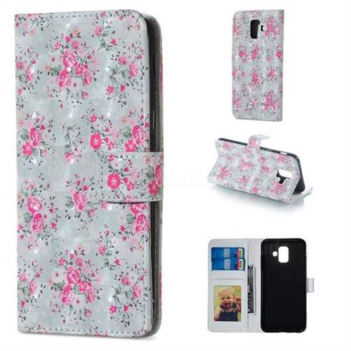 Roses Flower 3D Painted Leather Phone Wallet Case for Samsung Galaxy A6 (2018)
