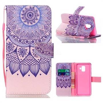 Purple Sunflower Leather Wallet Phone Case for Samsung Galaxy A6 (2018)