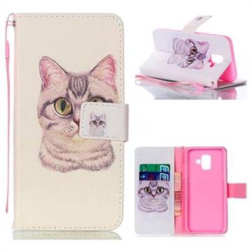 Lovely Cat Leather Wallet Phone Case for Samsung Galaxy A6 (2018)