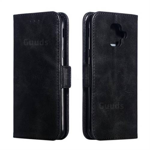 Retro Classic Calf Pattern Leather Wallet Phone Case for Samsung Galaxy A6 (2018) - Black