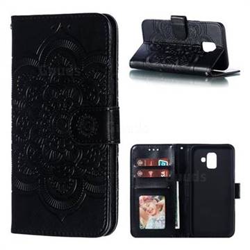 Intricate Embossing Datura Solar Leather Wallet Case for Samsung Galaxy A6 (2018) - Black