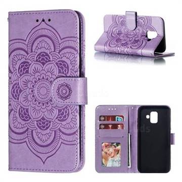 Intricate Embossing Datura Solar Leather Wallet Case for Samsung Galaxy A6 (2018) - Purple