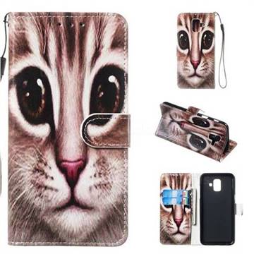 Coffe Cat Smooth Leather Phone Wallet Case for Samsung Galaxy A6 (2018)