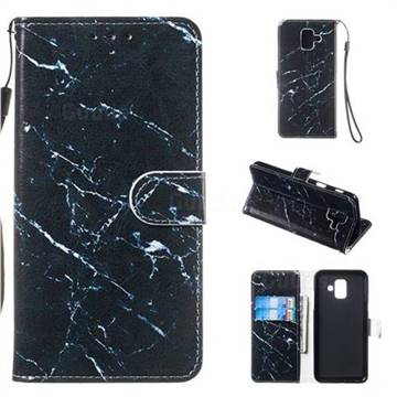 Black Marble Smooth Leather Phone Wallet Case for Samsung Galaxy A6 (2018)