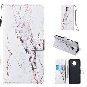 White Marble Smooth Leather Phone Wallet Case for Samsung Galaxy A6 (2018)
