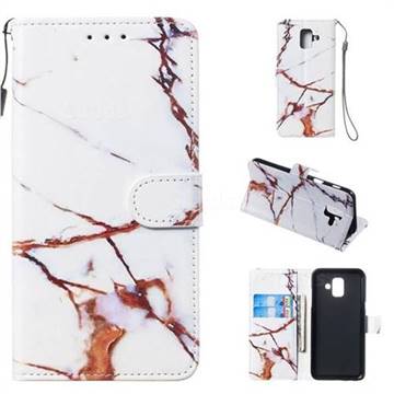 Platinum Marble Smooth Leather Phone Wallet Case for Samsung Galaxy A6 (2018)